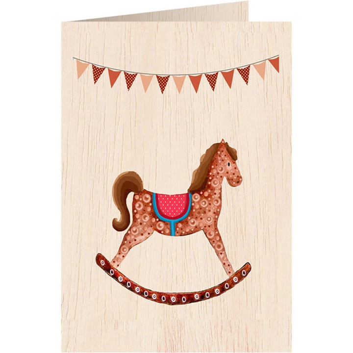 Felicitare Little Horse, Cozywood, Lemn, Maro, 114x162 mm