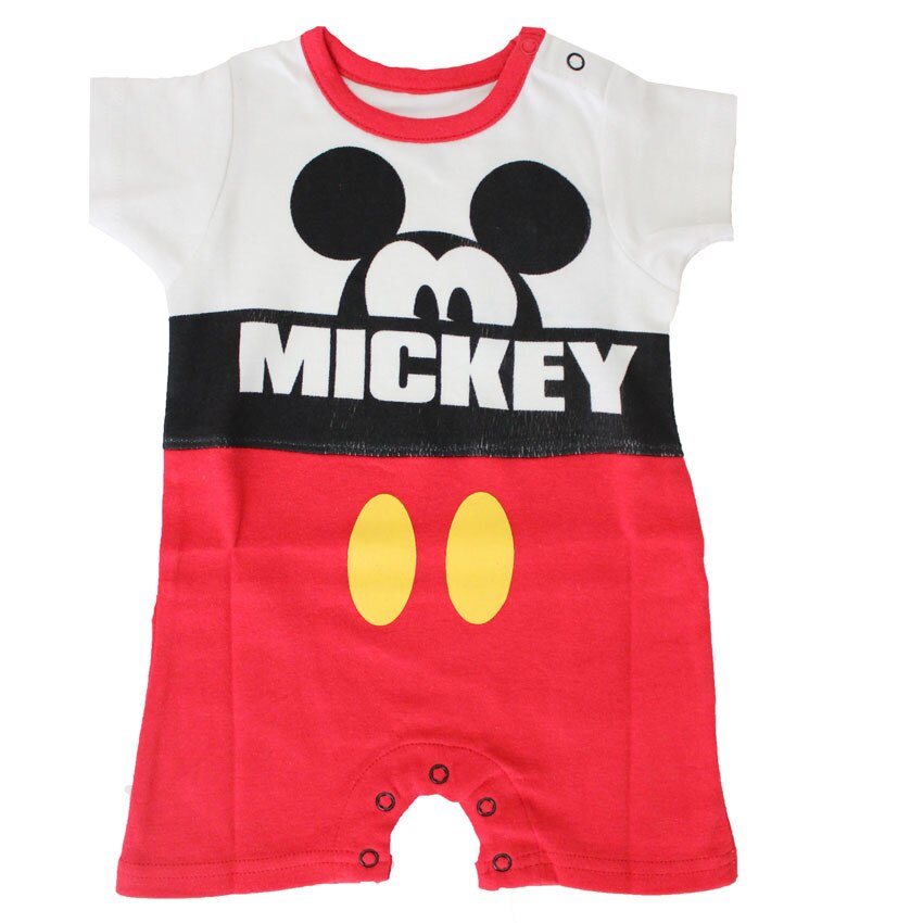 Salopeta vara, Mickey Mouse, alb cu rosu 62 cm