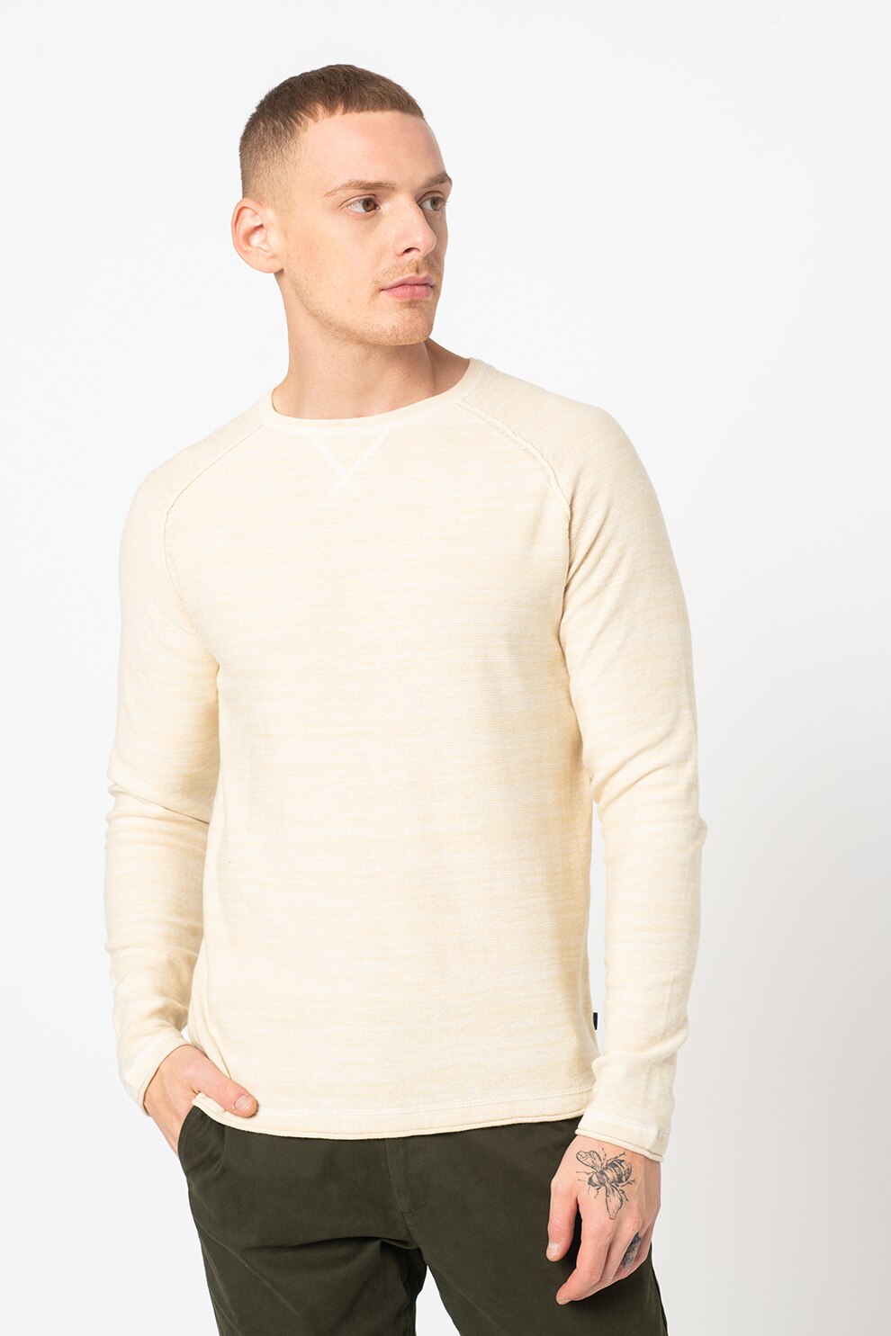 BLEND, Pulover cu maneci raglan, Crem