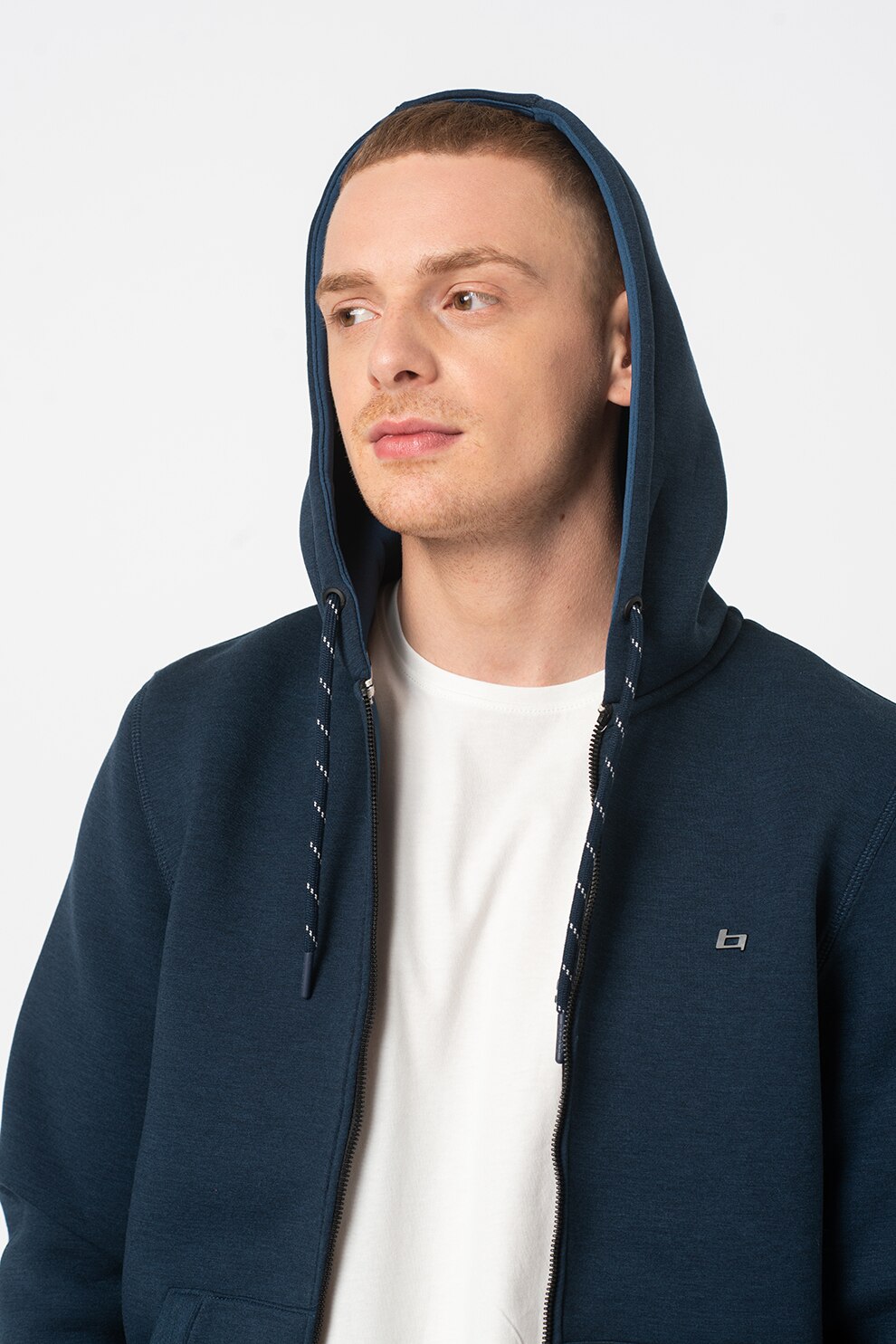 BLEND, Hanorac cu maneci lungi si fermoar, Bleumarin