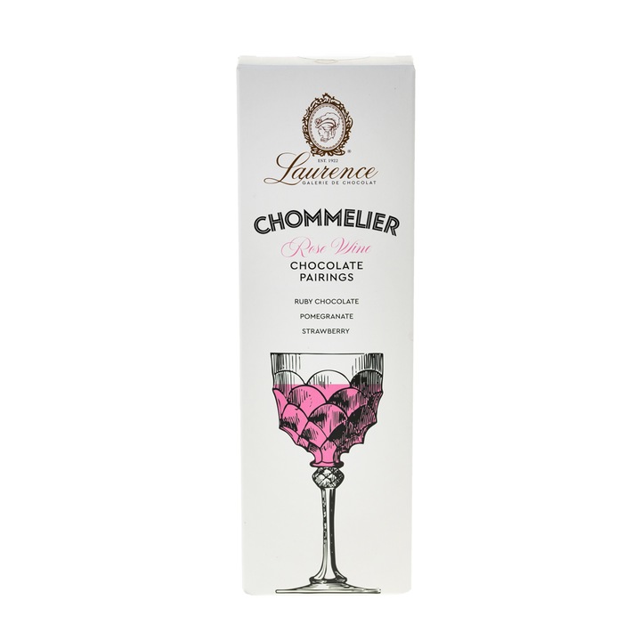 Ciocolata Ruby cu aroma de rodie si capsuni, Sommelier vin roze, 100 g