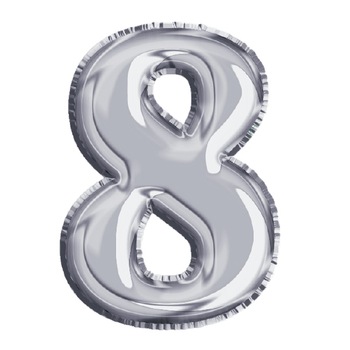 Balon din Folie de aluminiu, Argintiu, Cifra 8, diametru 40 cm, Robentoys Balon din Folie de aluminiu, Argintiu, Cifra 8, diametru 40 cm, Robentoys