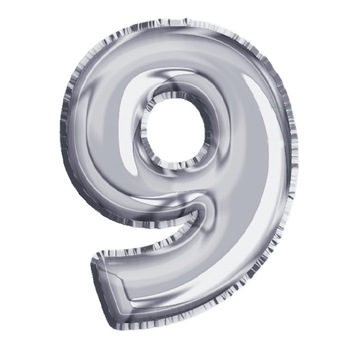 Balon din Folie de aluminiu, Argintiu, Cifra 9, diametru 81 cm, Robentoys Balon din Folie de aluminiu, Argintiu, Cifra 9, diametru 81 cm, Robentoys
