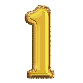 Balon din Folie de aluminiu, Auriu, Cifra 1, diametru 81 cm, Robentoys Balon din Folie de aluminiu, Auriu, Cifra 1, diametru 81 cm, Robentoys