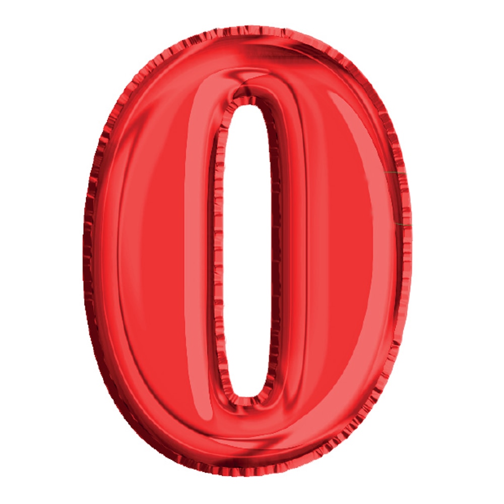 Balon din Folie de aluminiu, Rosu, Cifra 0, diametru 40 cm, Robentoys