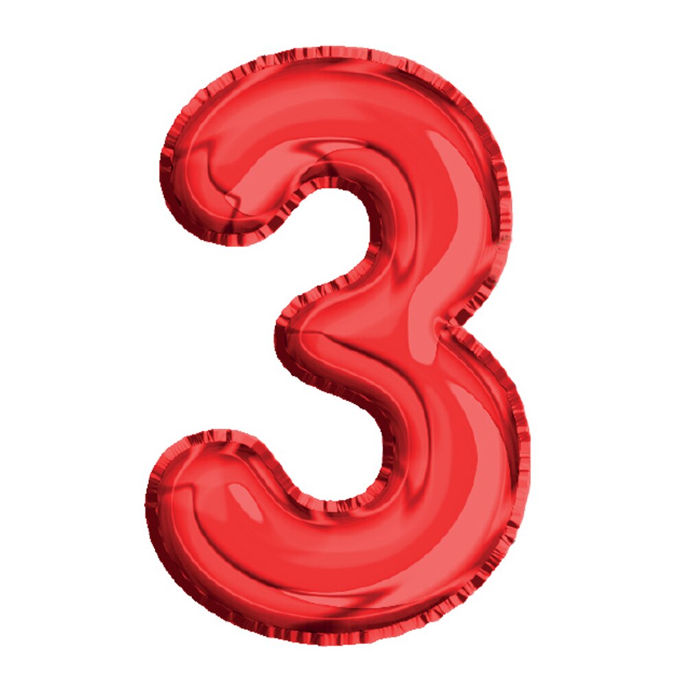 Balon din Folie de aluminiu, Rosu, Cifra 3, diametru 40 cm, Robentoys