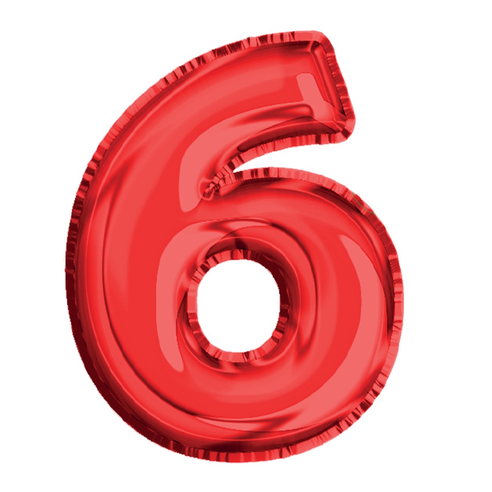 Balon din Folie de aluminiu, Rosu, Cifra 6, diametru 81 cm, Robentoys
