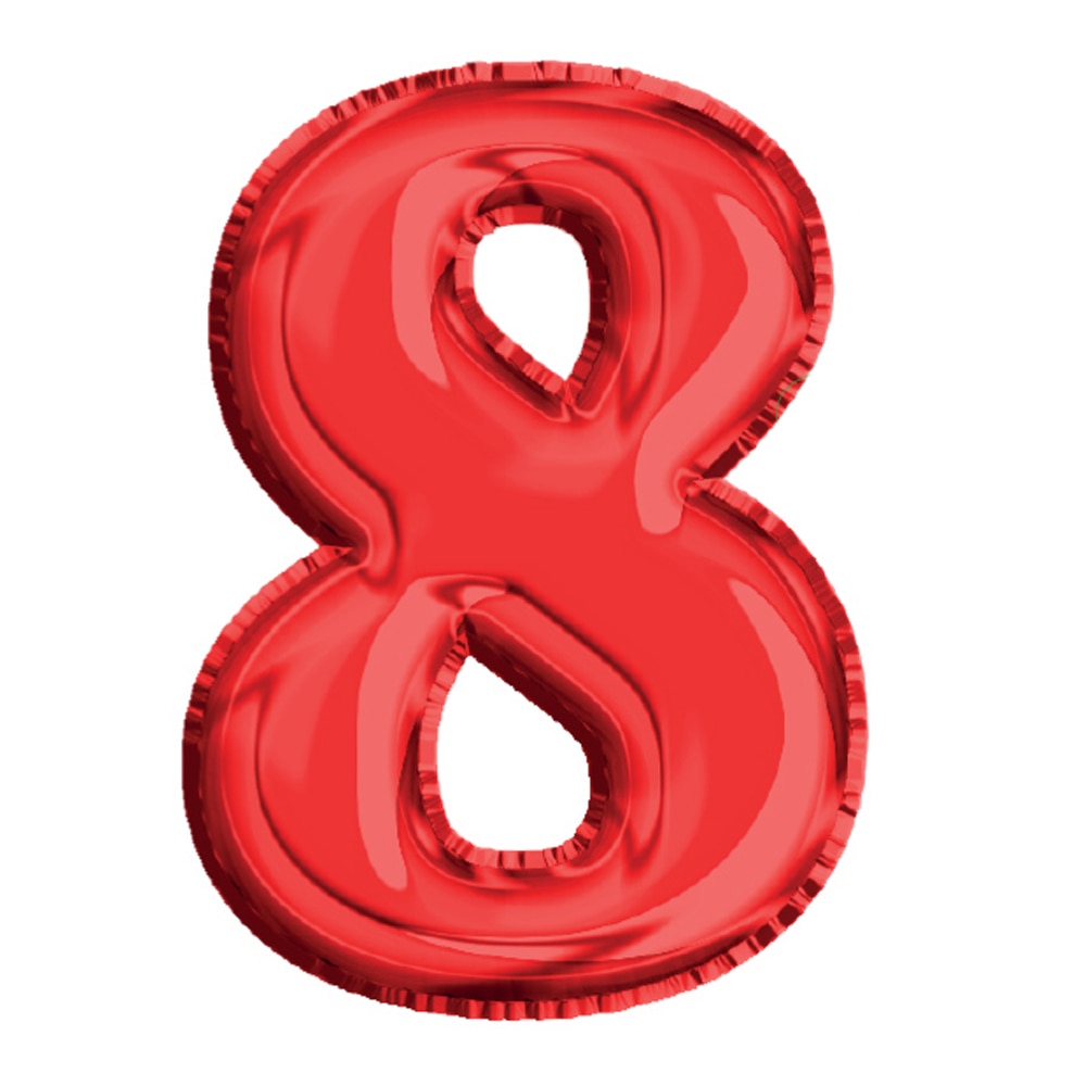 Balon din Folie de aluminiu, Rosu, Cifra 8, diametru 40 cm, Robentoys