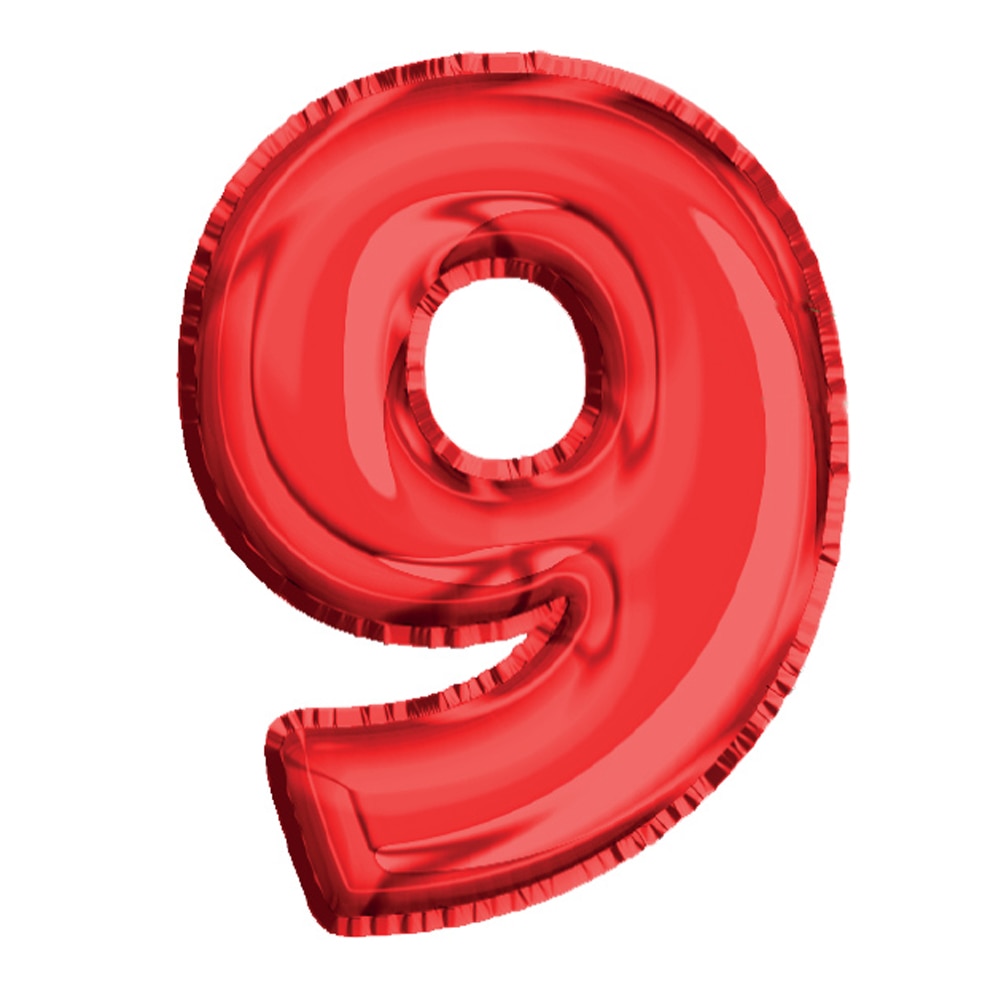 Balon din Folie de aluminiu, Rosu, Cifra 9, diametru 40 cm, Robentoys