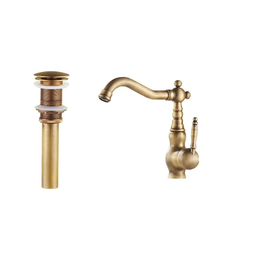 Set baterie lavoar bronz antichizat si ventil scurgere, Smack , smk1729 D -1