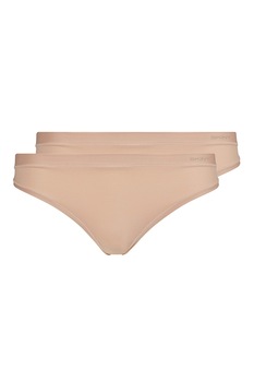 Skiny, Set de chiloti tanga fara cusaturi - 2 perechi, Bej, One Size Skiny, Set de chiloti tanga fara cusaturi - 2 perechi, Bej, One Size