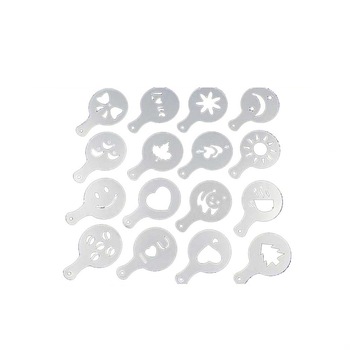 Set 16 forme de decor pentru cafea Shantavo, Gri Set 16 forme de decor pentru cafea Shantavo, Gri