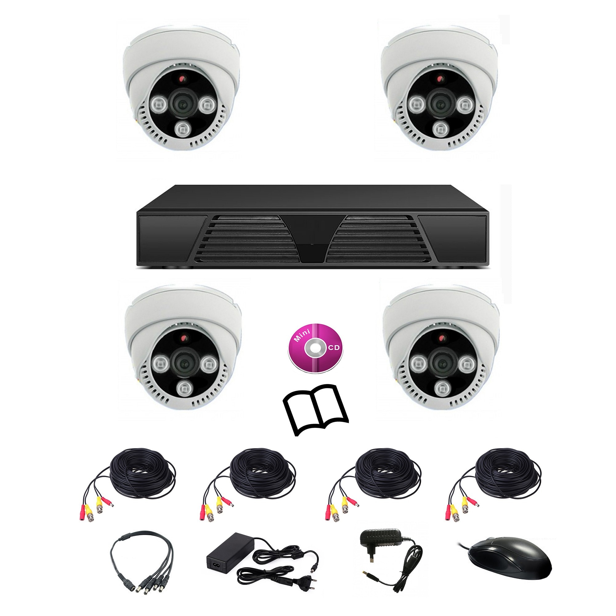 Sistem de supraveghere DVR, TECH AD, de interior cu 4 camere HD 720P cu infrarosu UHP