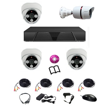 Sistem de supraveghere DVR, TECH AD, mixt cu 4 camere HD 720P cu infrarosu Sistem de supraveghere DVR, TECH AD, mixt cu 4 camere HD 720P cu infrarosu