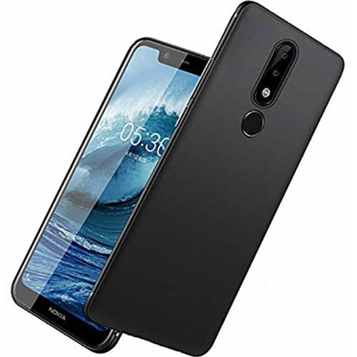 Силиконов Кейс за Nokia 5.1 Plus, Матов, Черен