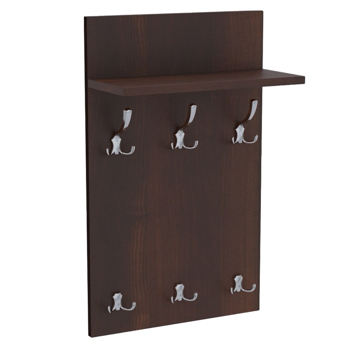 Cuier Panou MEDI CHROM, 90 x 50 cm, Lemn/Metal, Nuc