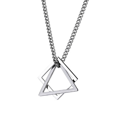 Lantisor cu pandantiv forme geometrice, otel inoxidabil, argintiu