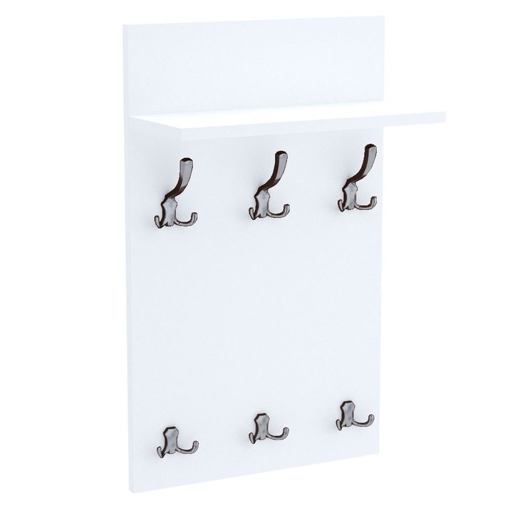 Cuier Panou MEDI CHROM, 90 x 50 cm, Lemn/Metal, Alb