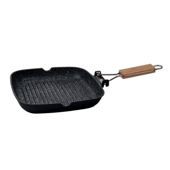 Tigaie grill , diametru 24 cm, material aluminiu, interior granit, maner pliabil / Z-LINE 4298 Tigaie grill , diametru 24 cm, material aluminiu, interior granit, maner pliabil / Z-LINE 4298