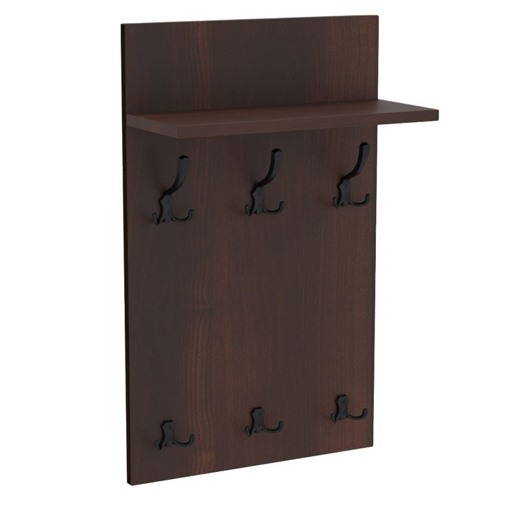 Cuier Panou MEDI BLACK, 90 x 50 cm, Lemn/Metal, Nuc