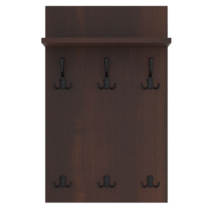 Cuier Medi Walnut, MDF, Maro/Negru, 80x50 cm