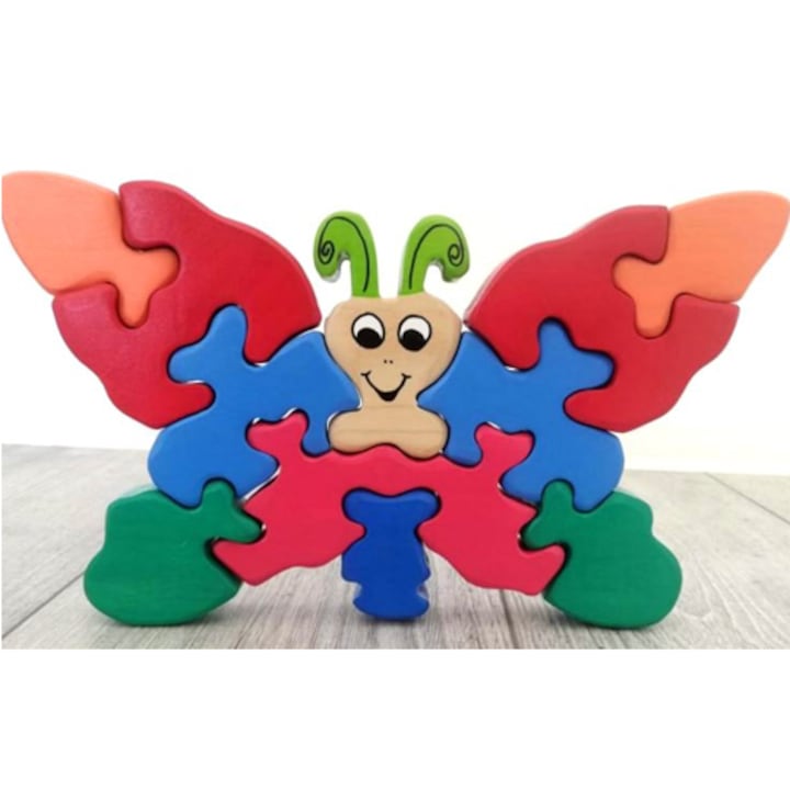 Puzzle, Fluture, 11 piese, Multicolor