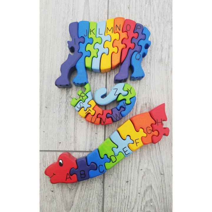 Set puzzle, Dino Alfabet, 26 de piese, Multicolor