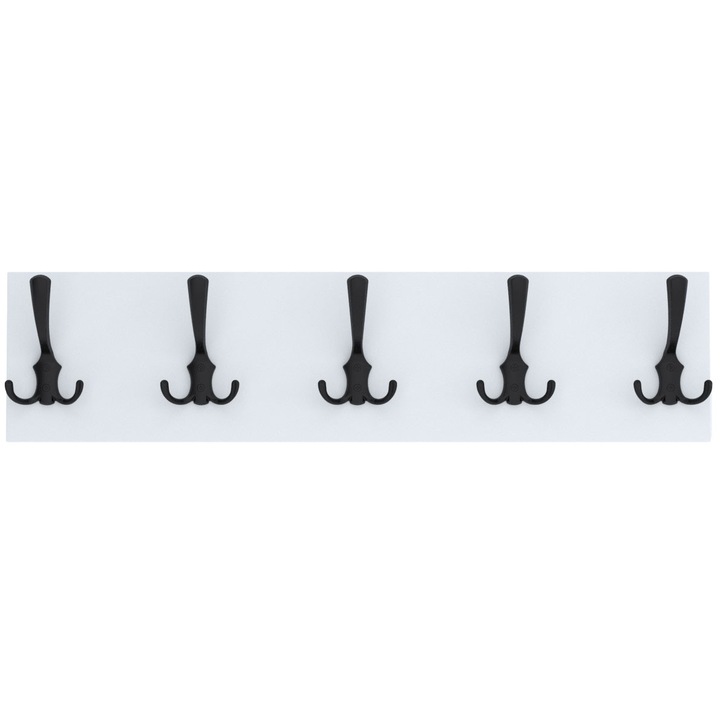 Cuier Pico, MDF, Alb/Negru, 15x70 cm