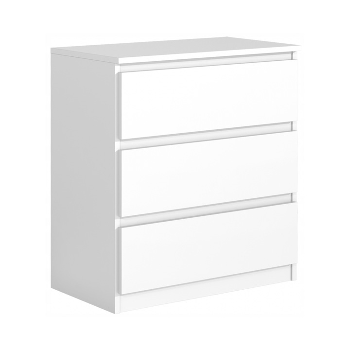 Demi komód 3 fiókkal, 79 cm x 70 cm x 39 cm, szín: fehér matt