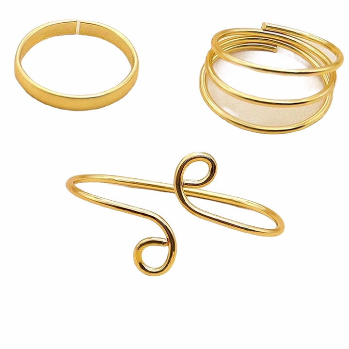 Set 3 inele, aurii, reglabile, Brion C5, Pursehuit