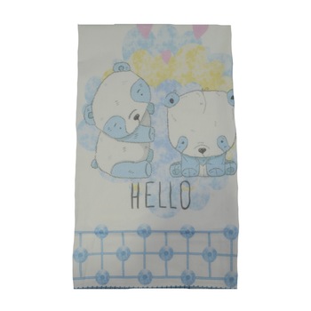 Pled 85 x 85 cm pentru baieti Mini Junior 85-56A, Alb Pled 85 x 85 cm pentru baieti Mini Junior 85-56A, Alb