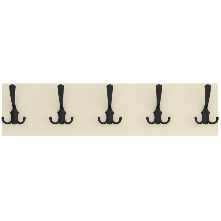 Cuier Pico Vanilla, MDF, Bej/Negru, 17x60 cm