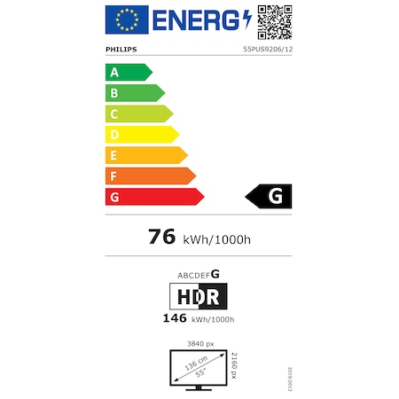 Televizor Philips 55PUS9206/12, 139 cm, Smart, 4K Ultra HD, LED, Clasa G