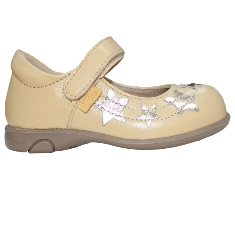 Pantofi fete din piele naturala cu stelute TINO 3222, Bej