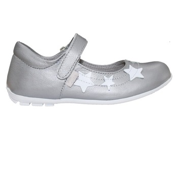 Pantofi fete din piele naturala cu stelute TINO 3222, Gri argintiu Pantofi fete din piele naturala cu stelute TINO 3222, Gri argintiu