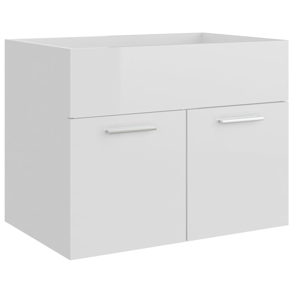 Dulap de chiuveta baie, vidaXL, PAL extralucios, 60 x 38,5 x 46 cm, Alb