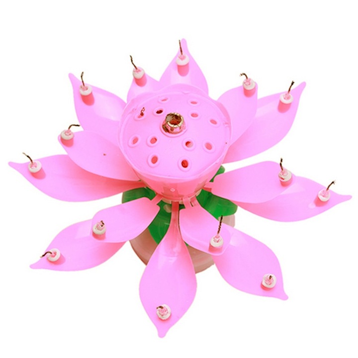 Zenélő virág alakú gyertya, zóld- 13 cm