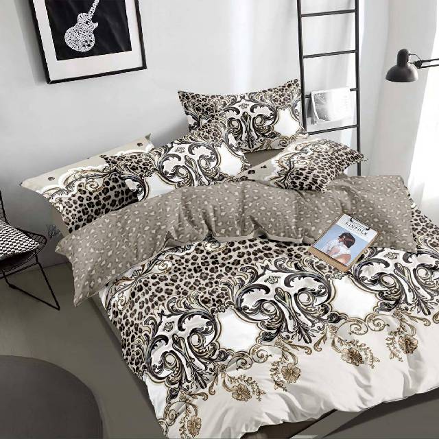 Lenjerie 6 piese din Bumbac Finet, model Grey Motif, 235 x 240