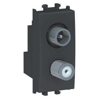 Priza TV-SAT de capat, 1M, negru Priza TV-SAT de capat, 1M, negru