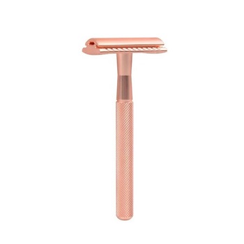 Aparat de ras Classic Safety Razor Techstar® SR3, Aliaj de Zinc, Cu Lame De Rezerva, Reutilizabil, Ecologic, Rose Gold Aparat de ras Classic Safety Razor Techstar® SR3, Aliaj de Zinc, Cu Lame De Rezerva, Reutilizabil, Ecologic, Rose Gold