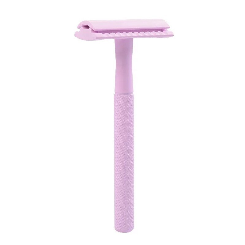 Aparat de ras Classic Safety Razor Techstar® SR3, Aliaj de Zinc, Cu Lame De Rezerva, Reutilizabil, Ecologic, Roz