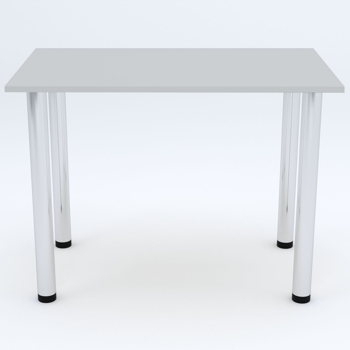 Masa de Sufragerie, Picioare reglabile pe inaltime, 100 x 60 cm, PAL/Metal, Gri deschis