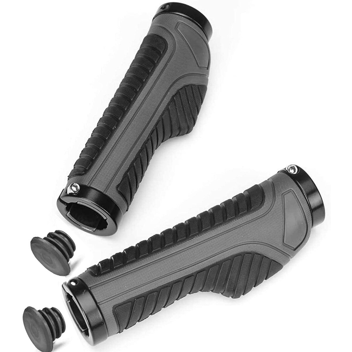 Mansoane aderente ghidon, Rockbros, Cauciuc/Polipropilena, 22 mm, Gri/Negru