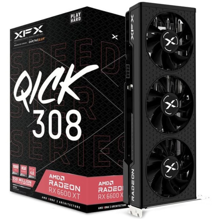 Placa video XFX Radeon™ RX 6600 XT SPEEDSTER QICK08 BLACK, 8GB GDDR6, 128-bit