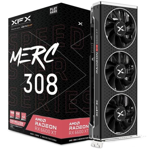 Placa video XFX Radeon™ RX 6600 XT Speedster MERC 308 BLACK, 8GB GDDR6, 128-bit