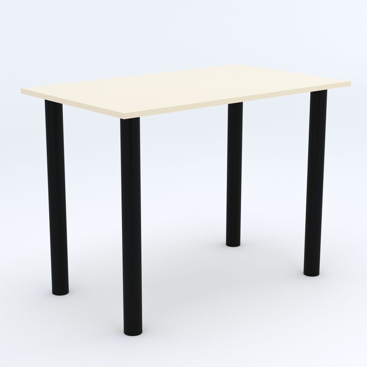 Masa de Sufragerie, Picioare reglabile pe inaltime, 100 x 60 cm, PAL/Metal, Crem/Negru