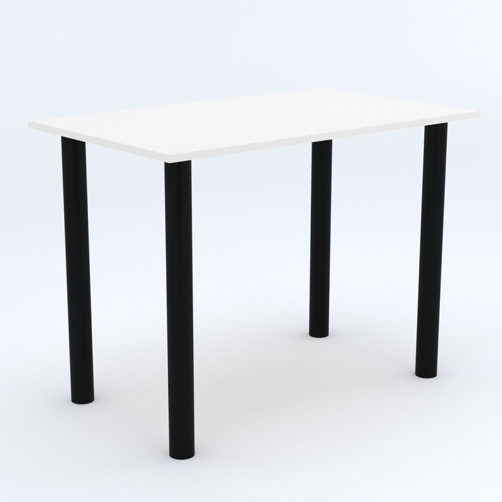Masa de Sufragerie cu Picioare reglabile pe inaltime, 80 x 50 cm, PAL/Metal, Alb/Negru