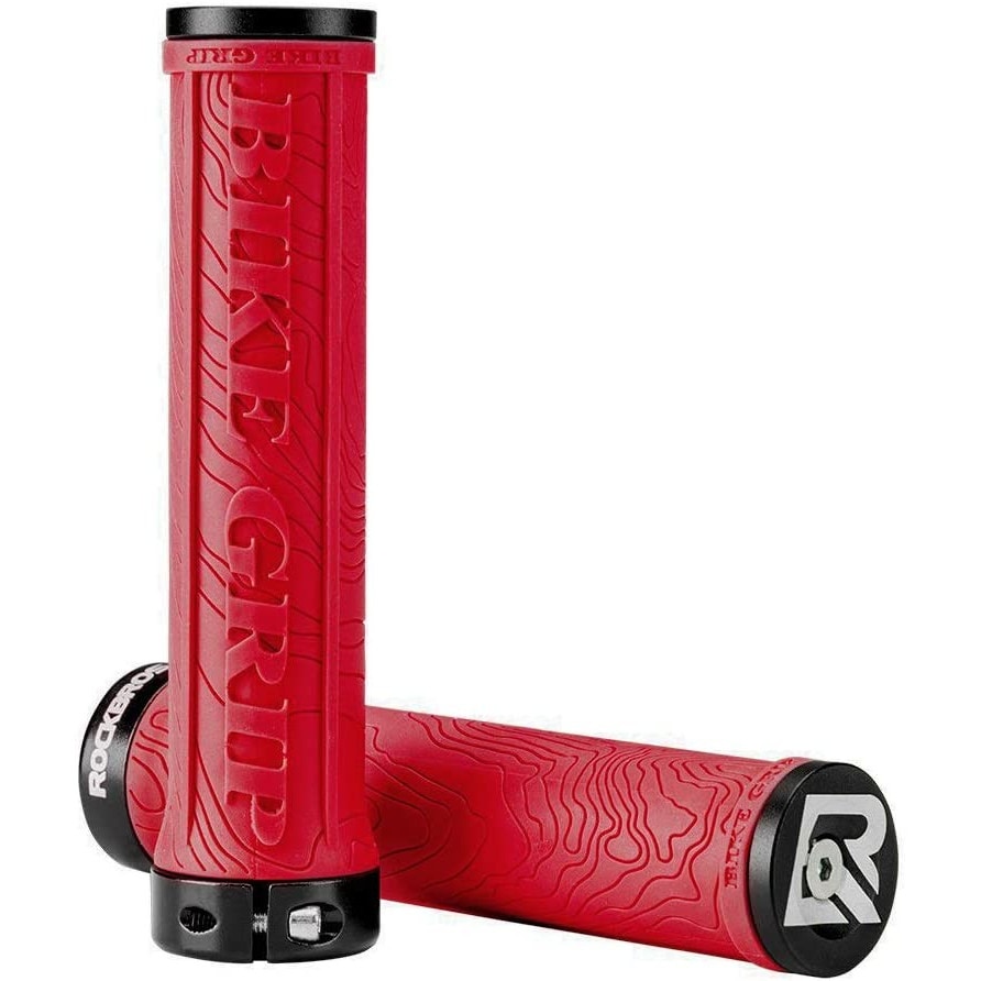 Mansoane aderente ghidon, Rockbros, Cauciuc/Aluminiu, 22 mm, Rosu/Negru