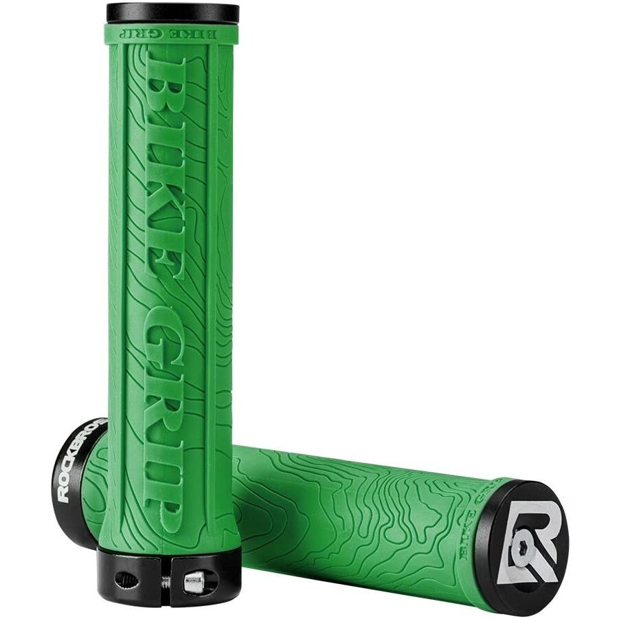 Mansoane aderente ghidon, Rockbros, Cauciuc/Aluminiu, 22 mm, Verde/Negru