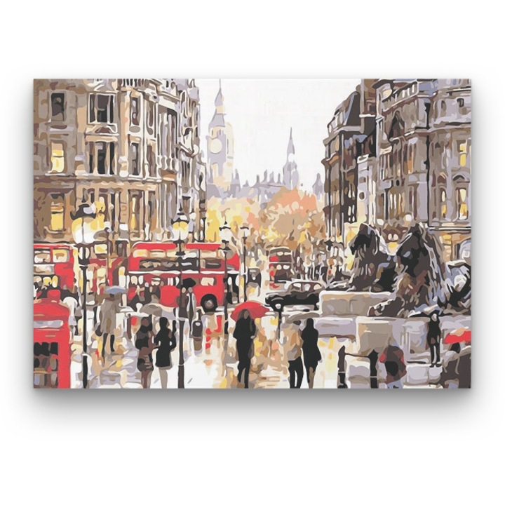 London Belvárosa - számfestő készlet - 40x50 cm keretre feszített vászonnal